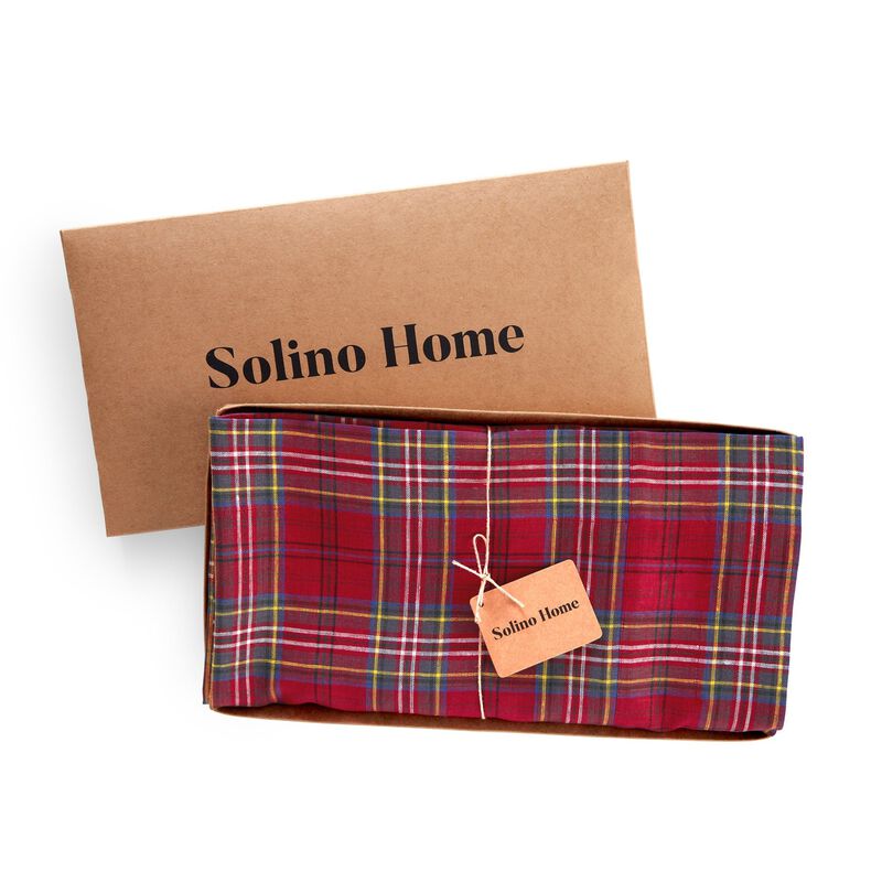 Solino Home 100% Pure Linen Tablecloth - Classic Tartan Plaid
