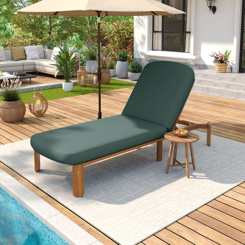 Merax Acacia Wood Adjustable Outdoor Chaise Lounge with Thick UV-Resistant Cushion image number 1