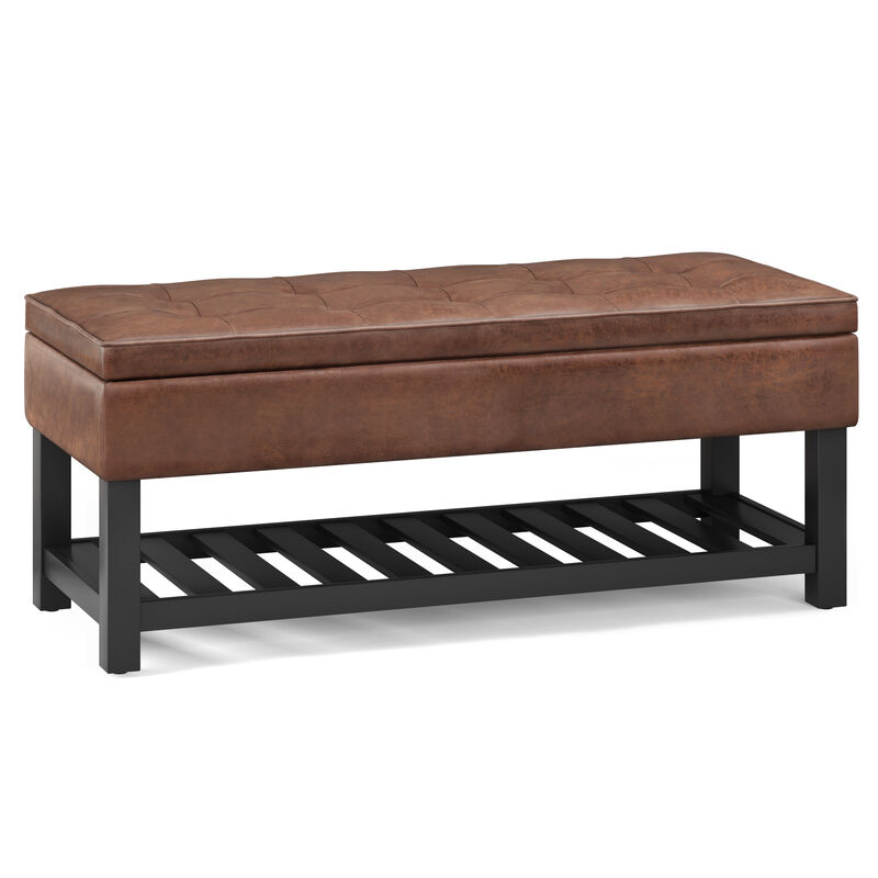 Simpli Home Cosmopolitan Storage Ottoman Bench with Open Bottom image number 0