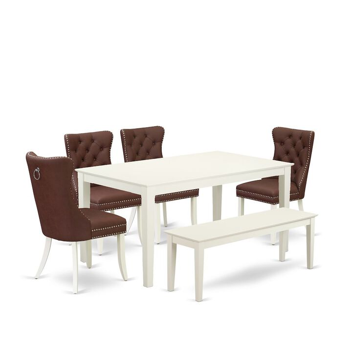 6 Piece Dining Room Furniture Set Contains a Rectangle Kitchen Dining Table