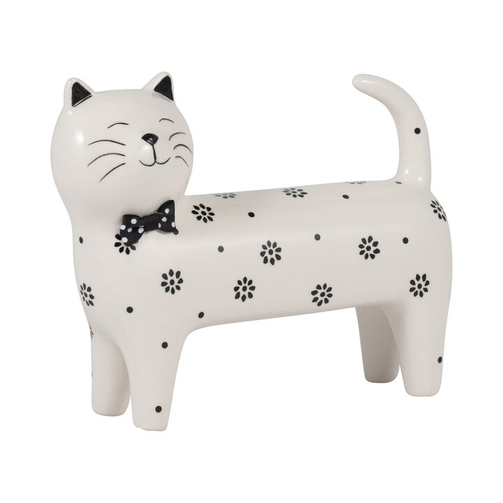 8x7" Daisies Cat, White