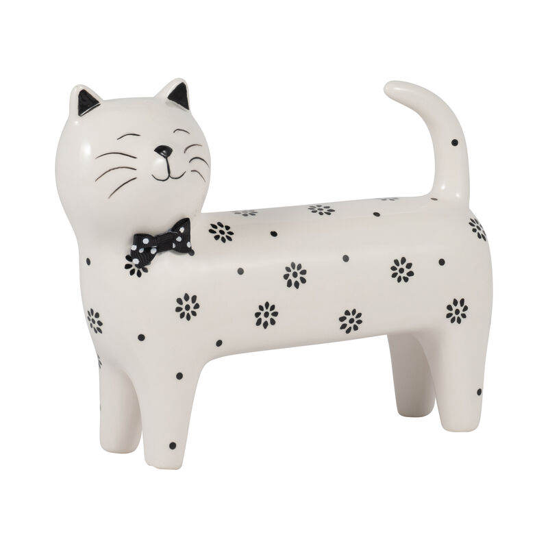 8x7" Daisies Cat, White image number 1