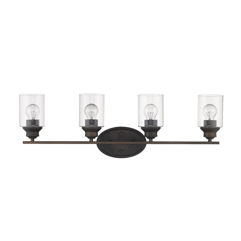 Hivvago Four Light Bronze Wall Light with Clear Glass Shade