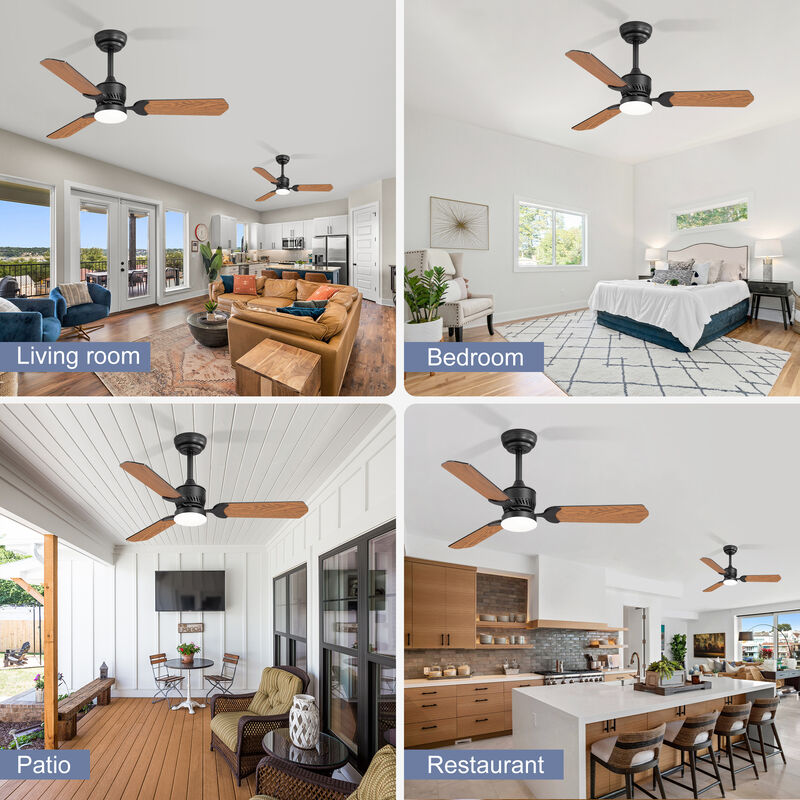Breezary 2 Pack 42" Ceiling Fans with Lights, LED Indoor Fan, Wood Blades, Remote Control,6 Speeds image number 8