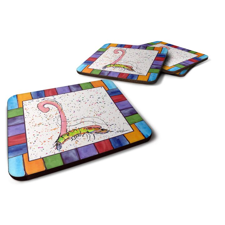 Caroline's Treasures 8435-LFC Beach and Seafood Foam Coasters (Set of 4), 3.5 H x 3.5 W, Multicolor