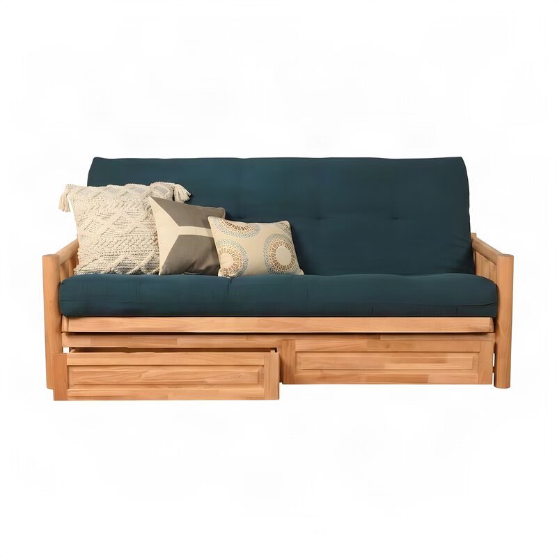 Lodge Frame-Natural Finish-Suede Navy Mattress-Storage Drawers image number 3