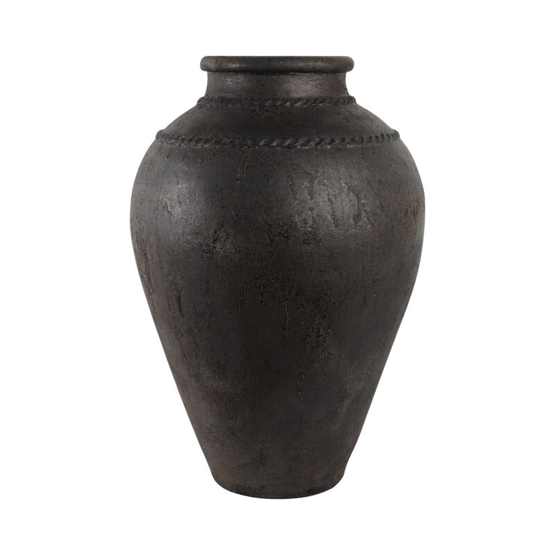 30" Terracotta Floor Vase, Rustic Black image number 3