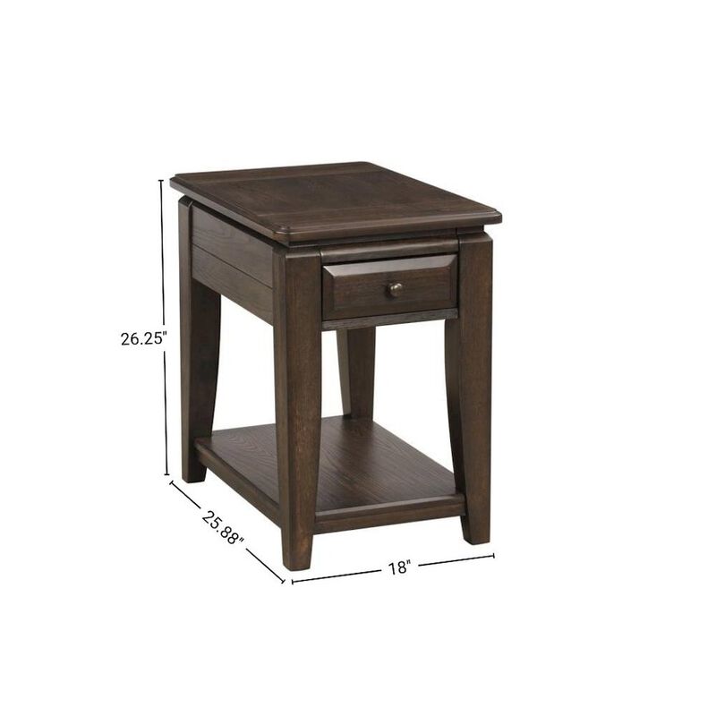 FurniFact Mahogany Side Table with 1 Drawer &ndash; Wooden Table for Bedroom or Living Room image number 2
