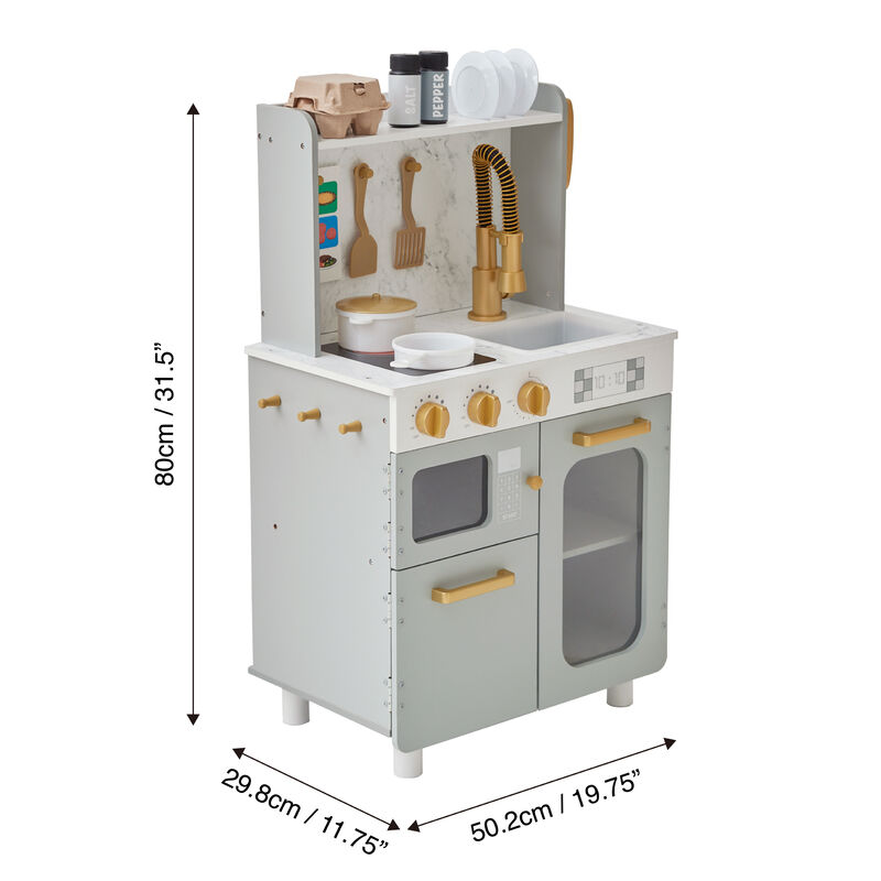 Teamson Kids Little Chef Memphis Play Kitchen with 16 Accessories, Gray/Gold image number 2