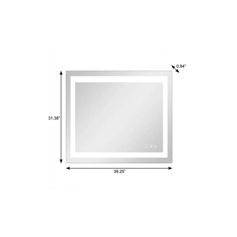 HomeRoots 31" Lighted Frameless Anti Fog Bathroom Vanity Mirror image number 3