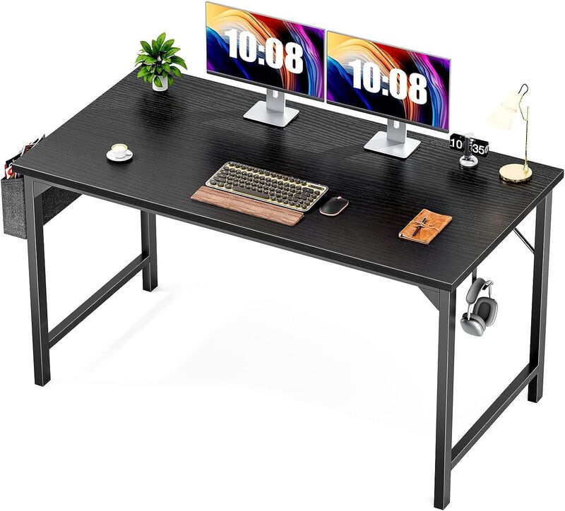 Sweetcrispy Computer Office Desk 48 Inch Student Kids Study Writing Work with Headphone Hooks & Storage Bag Modern Simple PC Hom