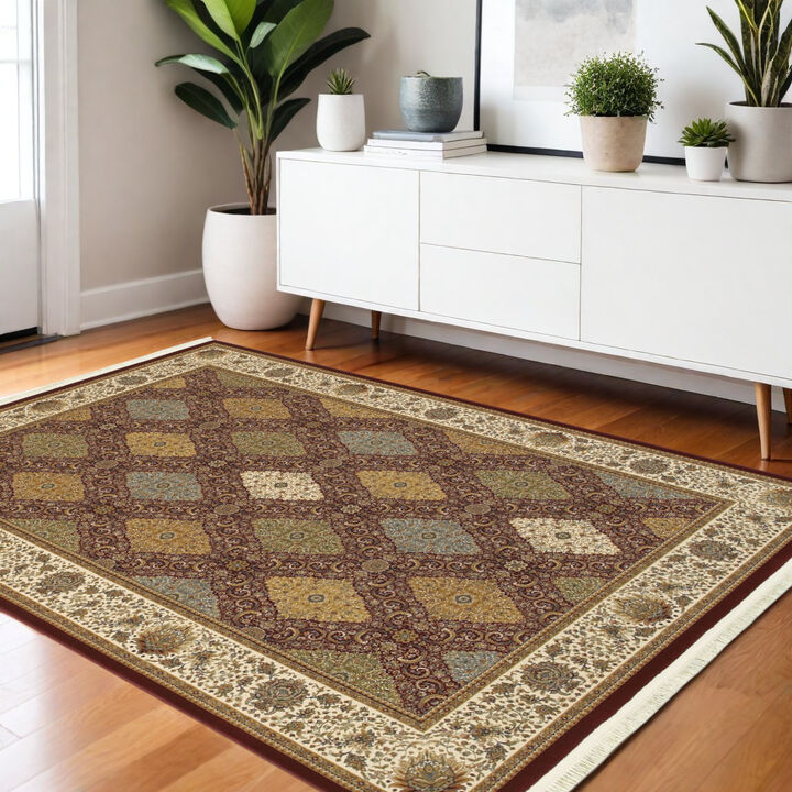 HomeRoots Oriental Runner Rug With Fringe
