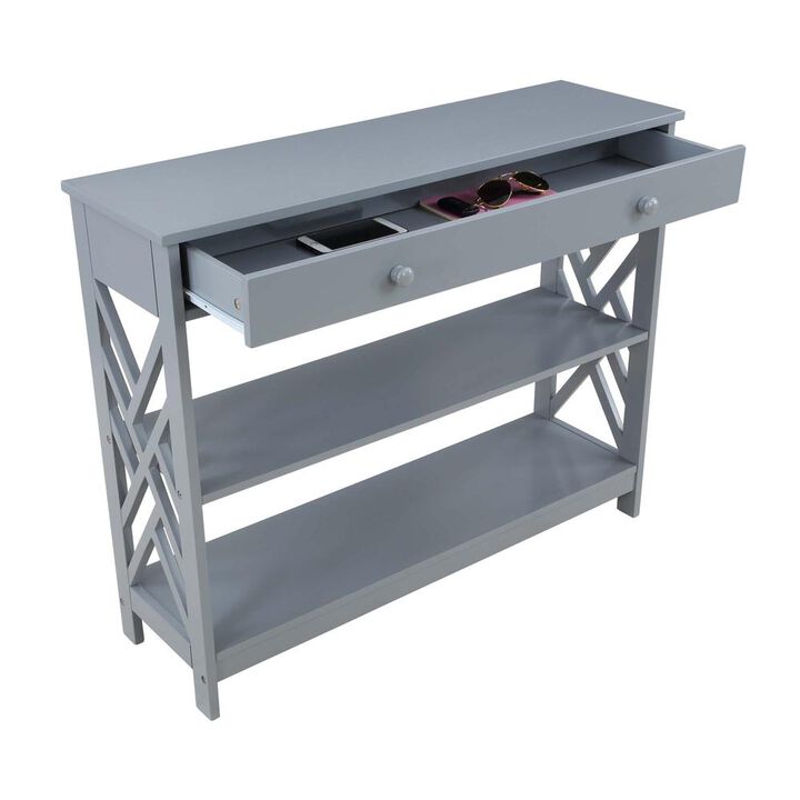 Convenience Concepts Titan 1 Drawer Console Table with Shelves, Gray
