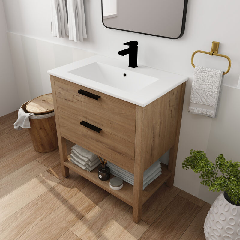 30 Inch Bathroom Vanity Plywood With 2 Drawers-BVB01030IMO-BL9075B