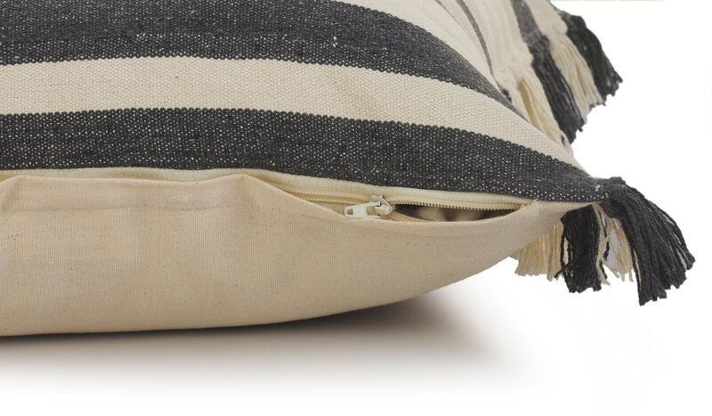 100% Cotton Striped Cushion Pillow &ndash; Zippered Cover for Stylish Decor