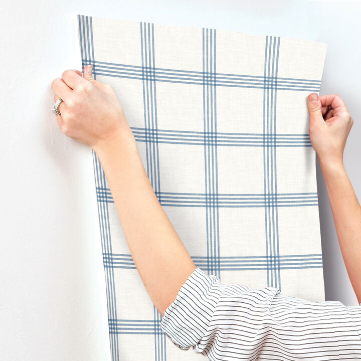 Twain Denim Plaid Wallpaper