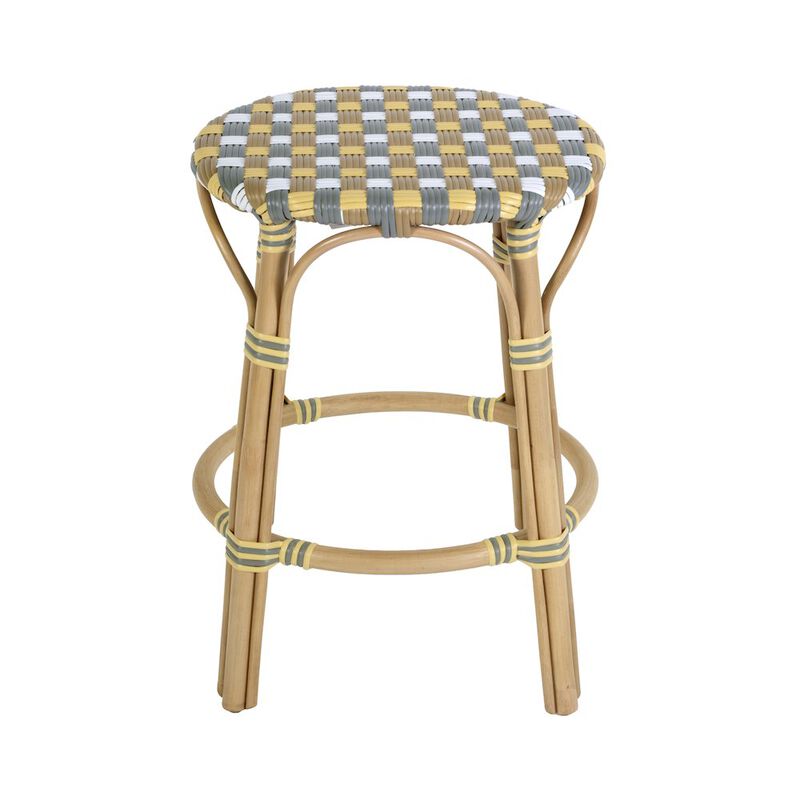 Butler Specialty Ballito 24 in. Seat Height Oval Rattan Counter Stool, Yellow and Brown image number 3