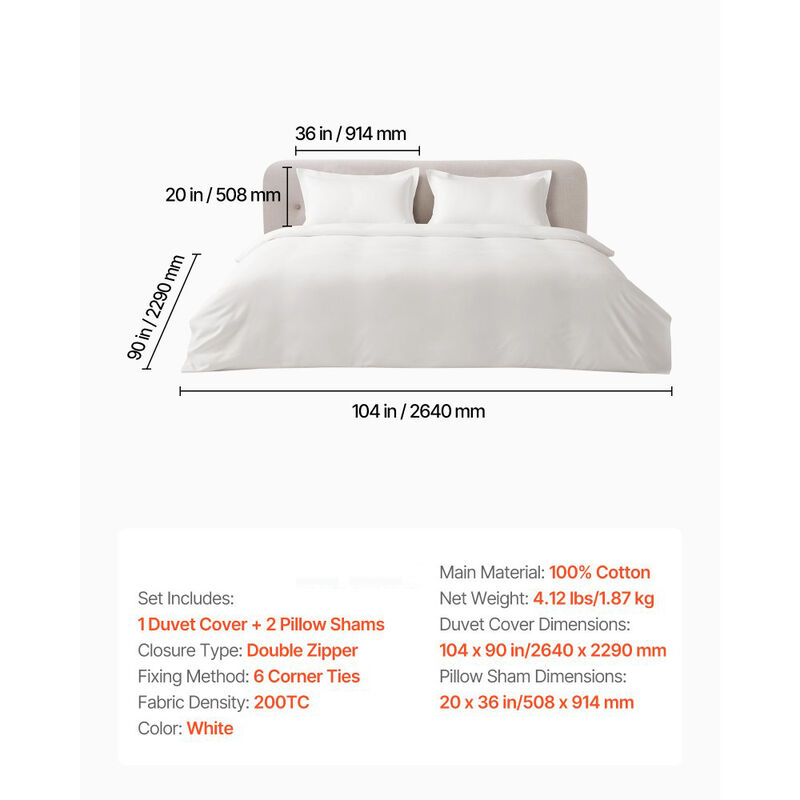 Cotton Duvet Cover Set 3 Pieces with 2 Pillow Shams, Soft Breathable Bedding Set, Zipper Closure image number 2