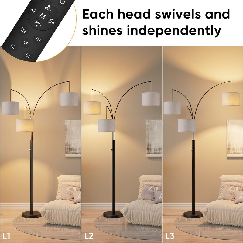 Three-Color Temperature & Dimmable Three-Head Floor Lamp: Create A Cozy Home Lighting Ambiance image number 5