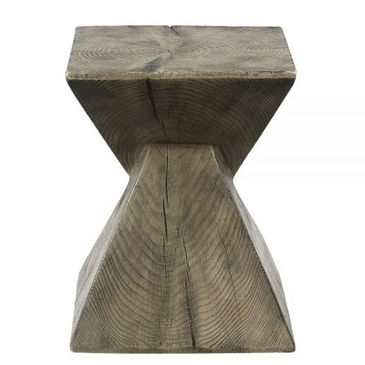 17 Inch Accent Table, Heavy-Duty Durability Cement, Weathered Oak Brown