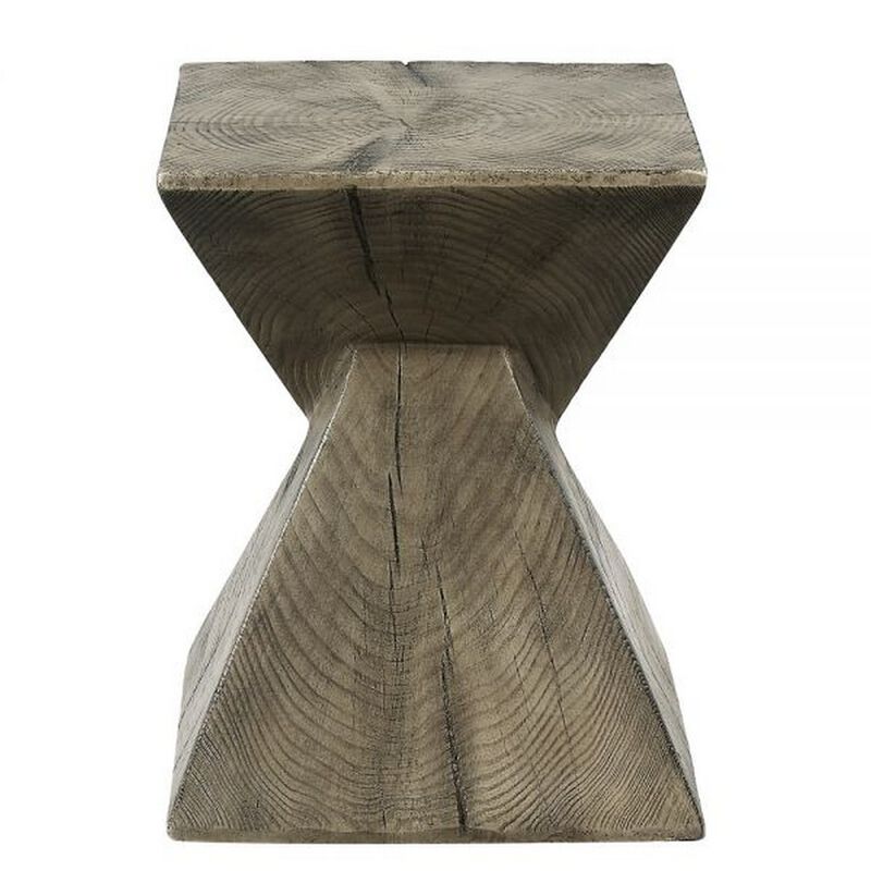 17 Inch Accent Table, Heavy-Duty Durability Cement, Weathered Oak Brown