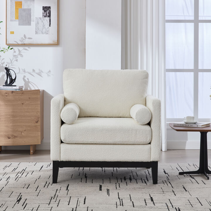 Merax Boucle Fabric Accent Chair with Pocket Springs