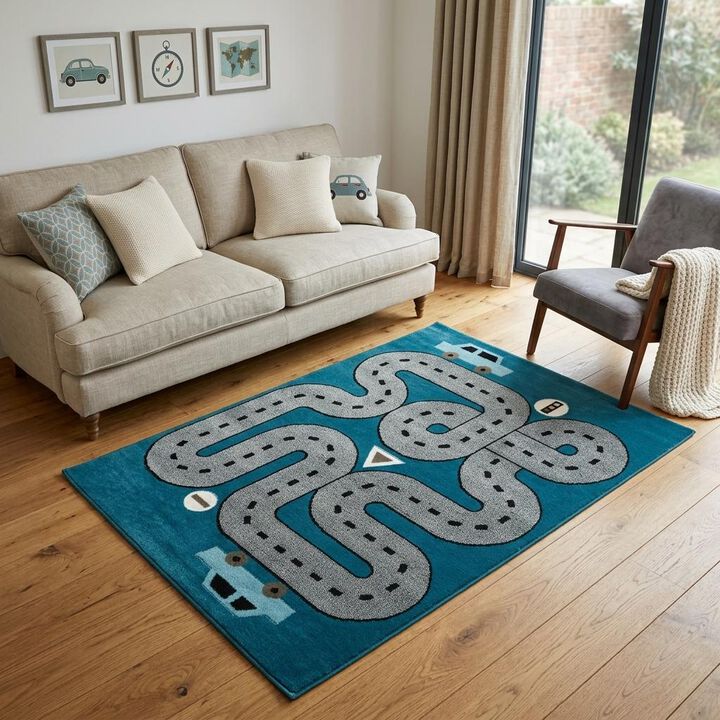 HomeRoots Imaginative Racetrack Area Rug