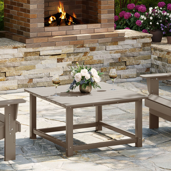 WestinTrends Low Outdoor HDPE Square Patio Coffee Table