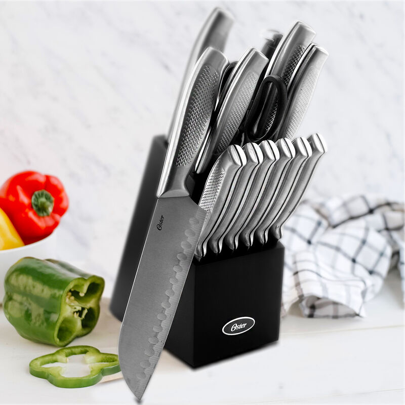Oster Edgefield 14 Piece Stainless Steel Cutlery Knife Set with Black Knife Block image number 9