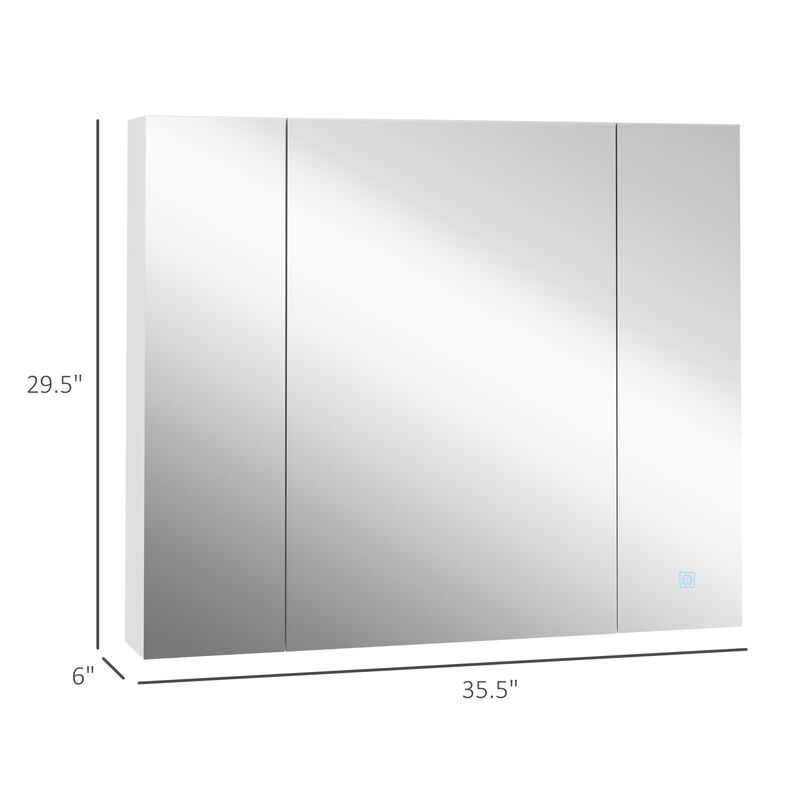 LED Lighted Mirror Cabinet Wall-Mounted Bathroom Organizer w/ Touch Switch