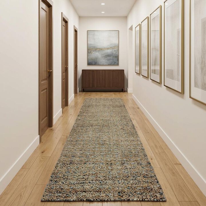 HomeRoots Geometric Distressed Runner Rug