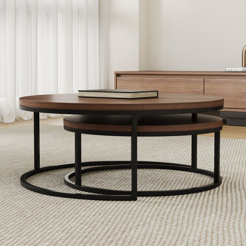 Round nesting coffee tables 2-piece