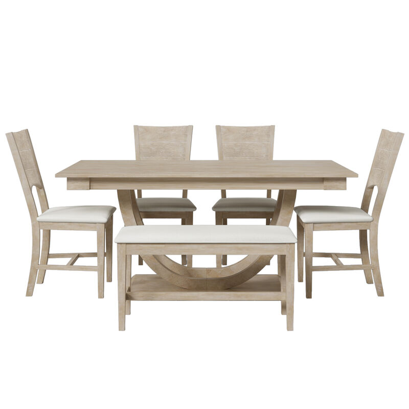 Merax 6-Piece Wood Half Round Dining Table Set