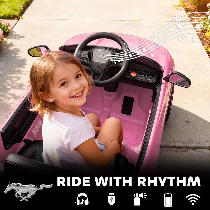 BreeBe 12V Kids Ride On Car, Licensed Ford Mustang Mach-E Electric Car with Remote Control, LED Light, Music image number 6