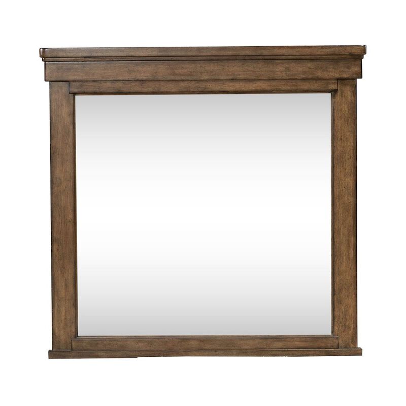 Liberty Furniture Carolina Park Mirror Transitional Wood Framed 42" x 40" - Amber Brown image number 2