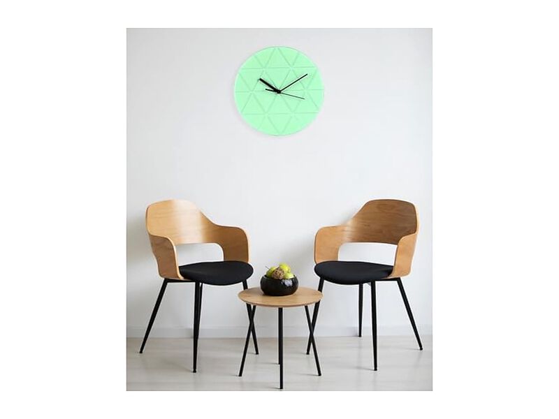 Mint Green Wooden Geometric Triangle Wall Clock 24 Cm Wood Home Decor image number 3