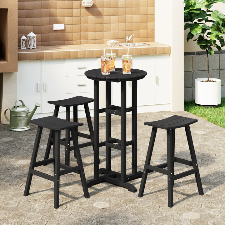 WestinTrends Outdoor Patio Bar Height Table and Bar Stool 3-Piece Dining Set