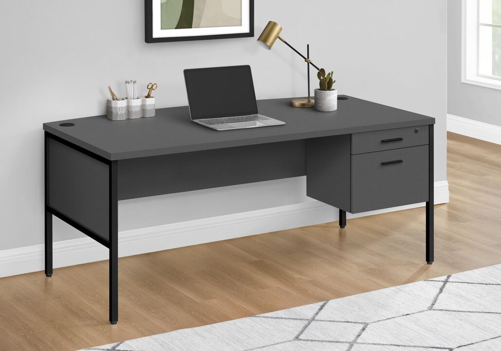 Monarch Specialties 7730, Home Office, Work, Laptop, File Storage Drawer, Grey Computer Desk 72" L Black Commercial Grade, 70.75" L x 35.5" W x 30" H