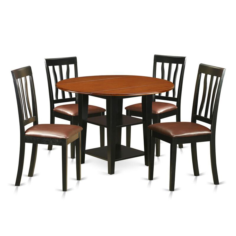East West Furniture Dining Room Set Black & Cherry