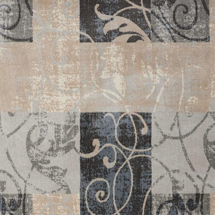 HomeRoots Floral Vines Non Skid Area Rug