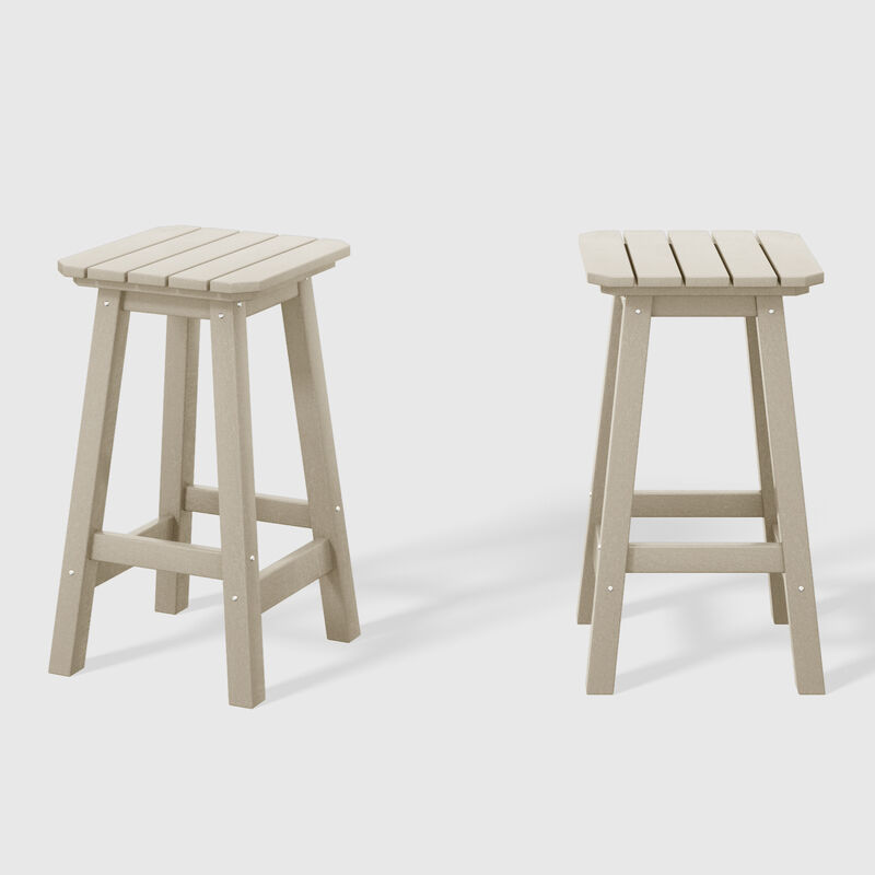 WestinTrends 24" HDPE Outdoor Patio Counter High Backless Square Bar Stools Set of Two