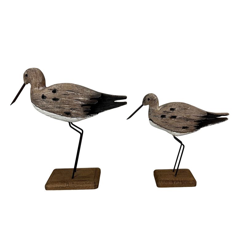 Set Of 2 Weathered Wood Sea Bird Statues Coastal Table Decor 1075 In image number 3