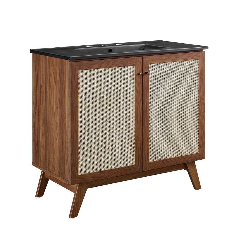 Modway Soma Bathroom Vanity, 36 Inch Single, Walnut Black image number 0