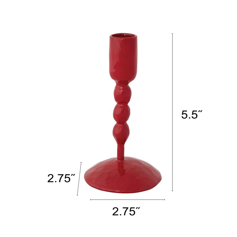 Red Enameled Cast Iron Taper Holder image number 1