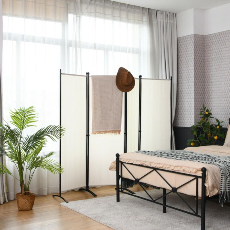 Hivvago 4-Panel  Room Divider with Steel Frame