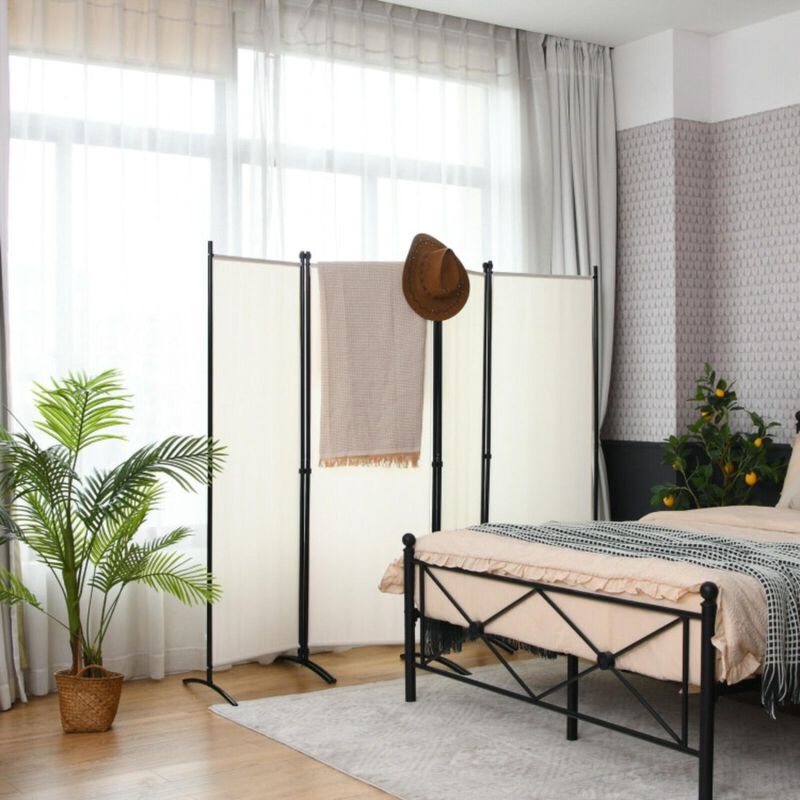 Hivvago 4-Panel  Room Divider with Steel Frame
