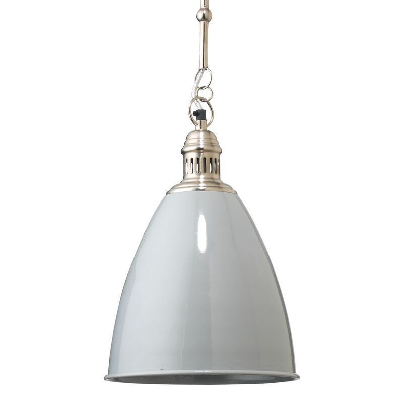 Lucy 11 Inch Pendant Chandelier, Lacquer Steel, Smooth Dome Shade, Gray-Benzara image number 1
