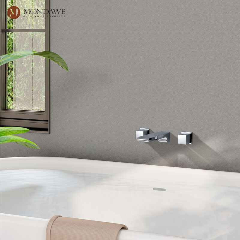 Mondawe Luxury 8 in. Widespread Wall Mounted Bathroom Faucet with Double Handles with Valve (1-Pack)