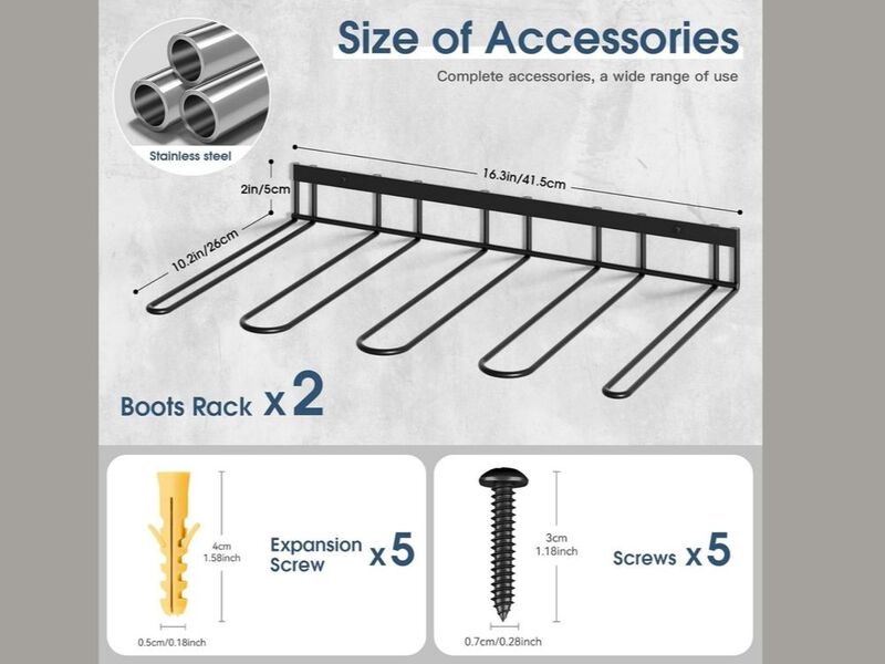 Entryway Metal Shoe Organizer 4 Pair Black Boot Rack Wader image number 2