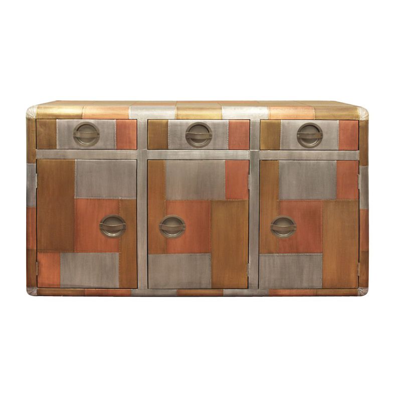 Mar Vista 3-Drawer 3-Door Sideboard in Tri-Tone Metal